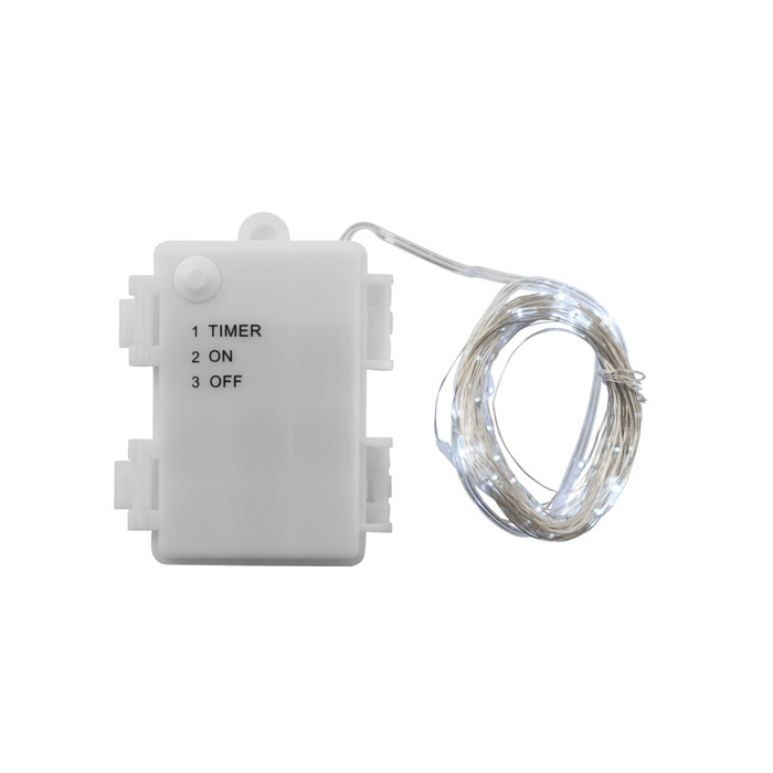 Ljusslinga Wire 100 LED Batteri Kallvit 9,9 m Stemning